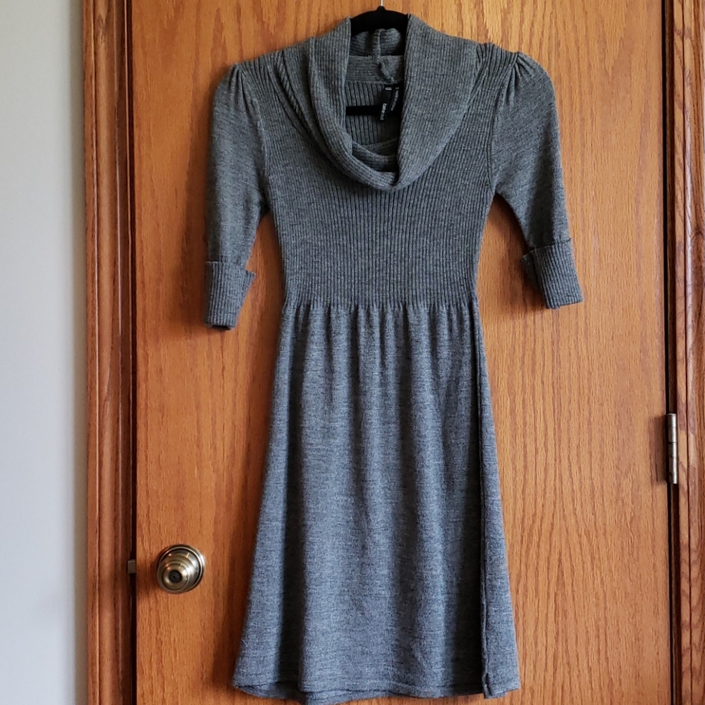 Grey sweater dress.